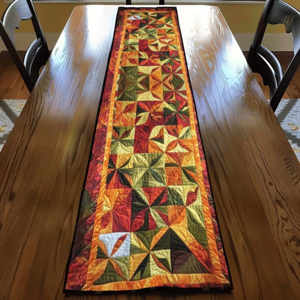 Cozy Maple Leaves Thanksgiving Quilted Table Runner