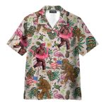 Funny Bigfoot Flamingo Tropical Sasquatch Hawaiian Shirt