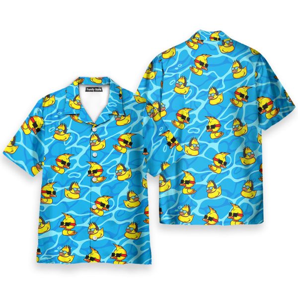 Cool Rubber Duck Blue Water Hawaiian Shirt