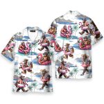 Funny Bigfoot Flamingo Relaxing Sasquatch Tropical Hawaiian Shirt
