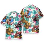 Funny Bigfoot Drink Beer Tropical Floral Hawaiian Shirt
