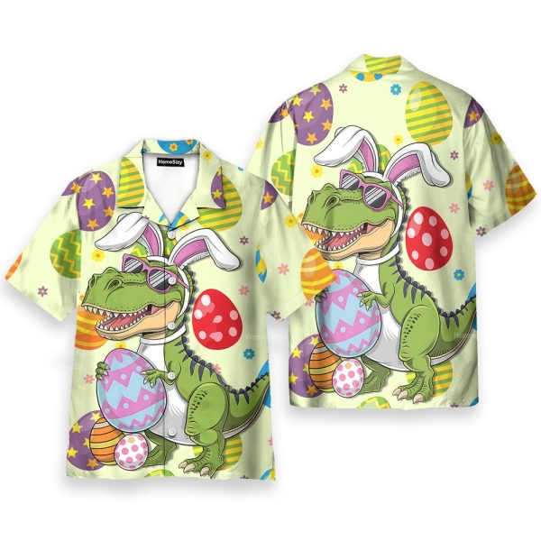 Dinosaur Easter Egg Cute Bunny T-Rex Hawaiian Shirt