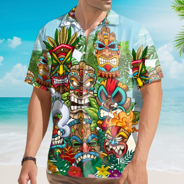 Tiki Mask Colorful Hawaiian Shirt