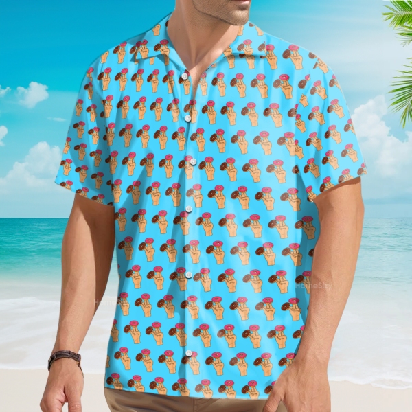 Funny Donut Blue Nsfw Pattern Seamless Hawaiian Shirt