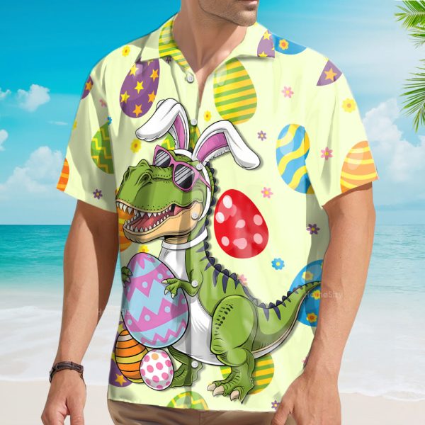 Dinosaur Easter Egg Cute Bunny T-Rex Hawaiian Shirt