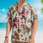 Funny Bigfoot Flamingo Tropical Sasquatch Hawaiian Shirt
