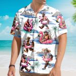 Funny Bigfoot Flamingo Relaxing Sasquatch Tropical Hawaiian Shirt