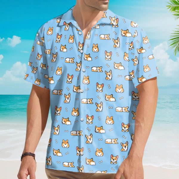 Funny Corgi Cute Pattern Seamless Hawaiian Shirt