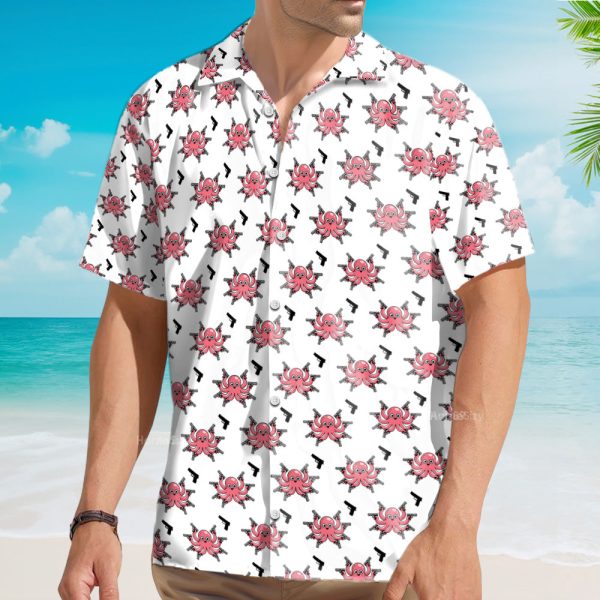 Funny Armed Octopus Quirky Gun Hawaiian Shirt