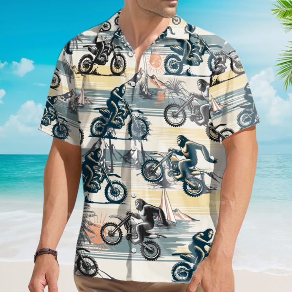 Motocross Bigfoot Funny Dirt Bike Riders Hawaiian Shirt