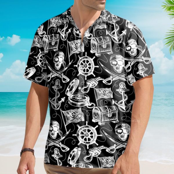 Pirate Vintage Skull & Treasure Map Hawaiian Shirt Qt5122601