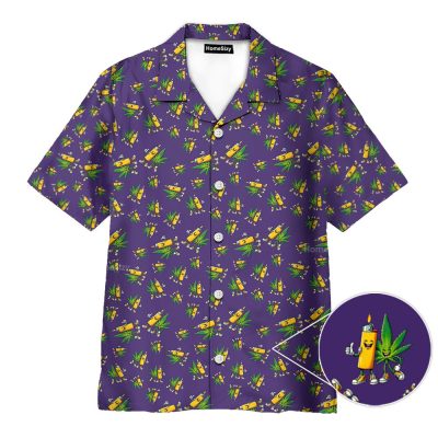 Funny Weed  420 Cannabis Leaf & Lighter Hawaiian Shirt