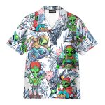 Funny Green Alien Streetwear Skater Tropical Hawaiian Shirt