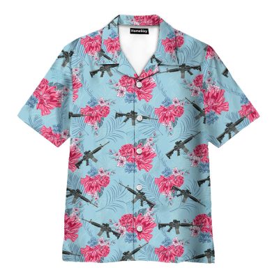 Floral Gun Tactical Hibiscus Tropical Hawaiian Shirt
