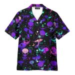 Trippy Alien & Mushroom Psychedelic Hawaiian Shirt