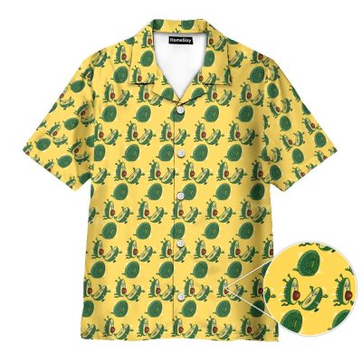 Funny Avocado Turtle Seamless Yellow Hawaiian Shirt
