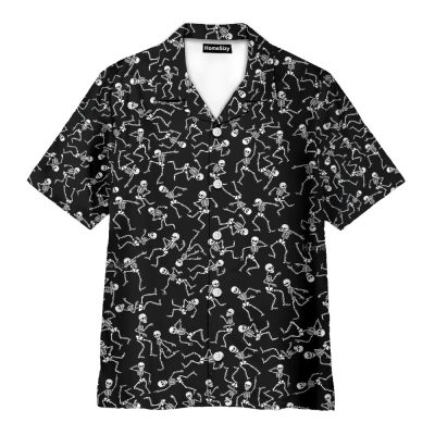 Funny Dancing Skeleton Black Gothic Hawaiian Shirt Az5022701