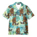 Funny Bigfoot Walking Dachshund Tropical Hawaiian Shirt