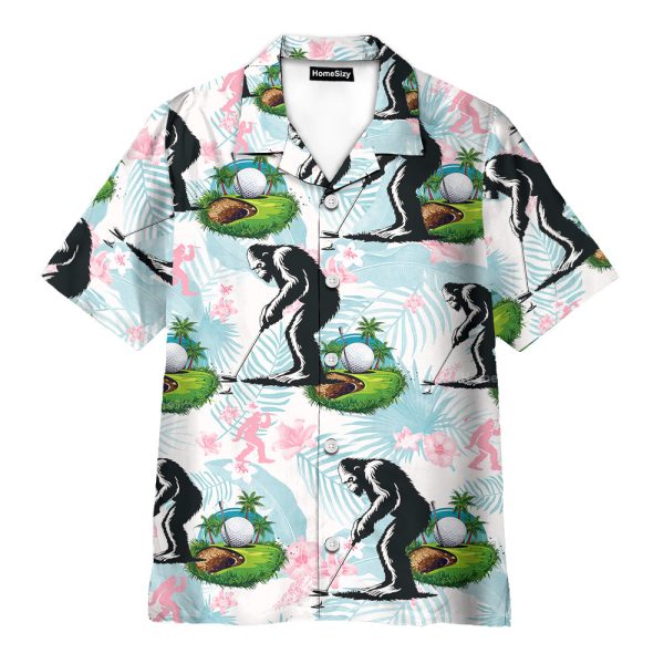 Bigfoot Golf Sasquatch Tropical Hawaiian Shirt