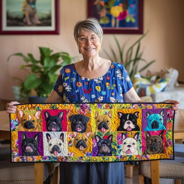Adorable French Bulldog Quilted Table Runner