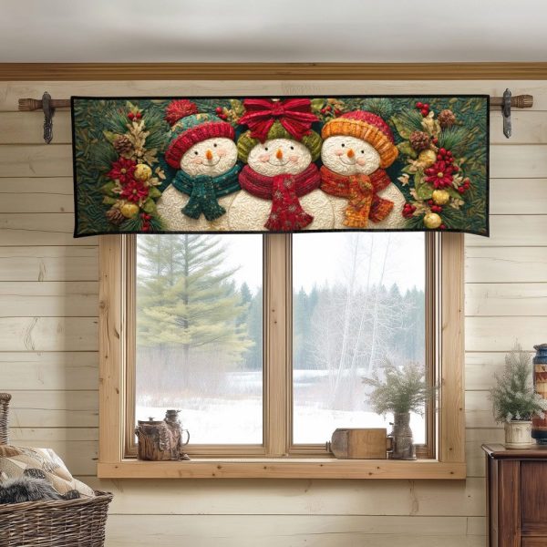 Snowman Winter Cheer Quilted Valance