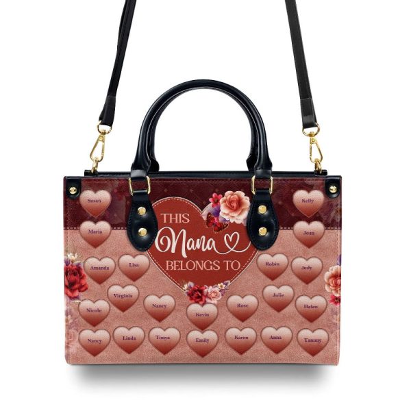 This Mom/Grandma Belongs To - Personalized Leather Handbag Mb81