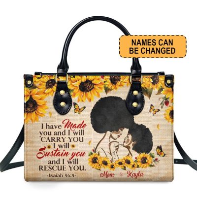 Isaiah 46:4 - Personalized Leather Handbag Mb35