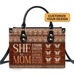 She Is Mom Butterfly - Personalized Leather Handbag Sblhblm1420D