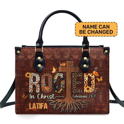 Rooted In Christ - Personalized Leather Handbag Sblhblm1465Ta