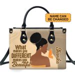 What Makes You Different Makes You Beautiful - Personalized Leather Hand Bag Stb106