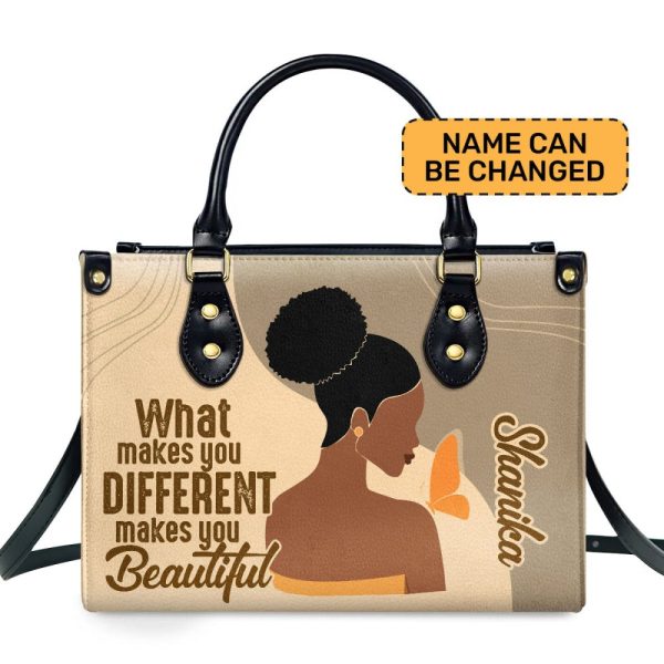 What Makes You Different Makes You Beautiful - Personalized Leather Hand Bag Stb106