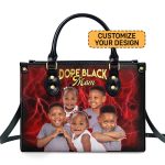 Dope Black Mom - Personalized Leather Handbag Sblhbnun888T