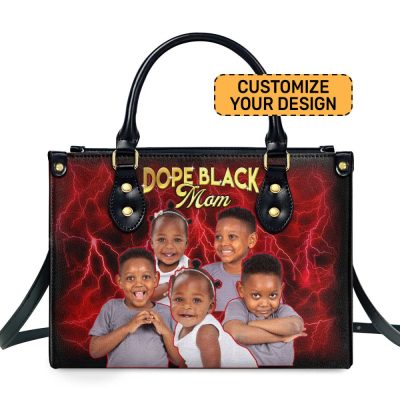 Dope Black Mom - Personalized Leather Handbag Sblhbnun888T