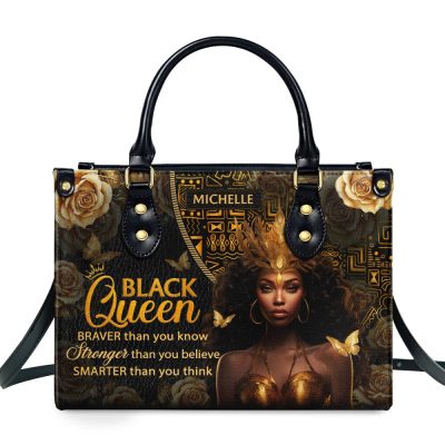 I Am A Black Queen - Personalized Leather Handbag