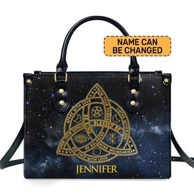 The Triquetra With Affirmations - Personalized Leather Handbag Stb219