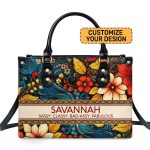 Classy Flower - Personalized Leather Handbag Stb124