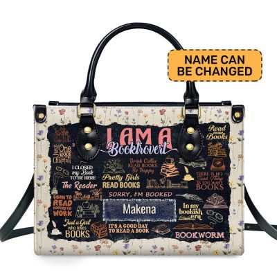 I Am A Booktrovert - Personalized Leather Handbag Sblhblm965T