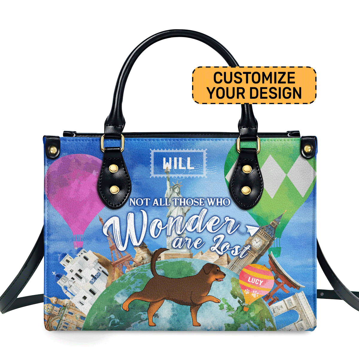 Not All Those Who Wander Are Lost - Personalized Leather Hand Bag Sblhbha28