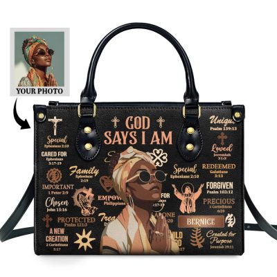 God Says I Am - Personalized Leather Handbag