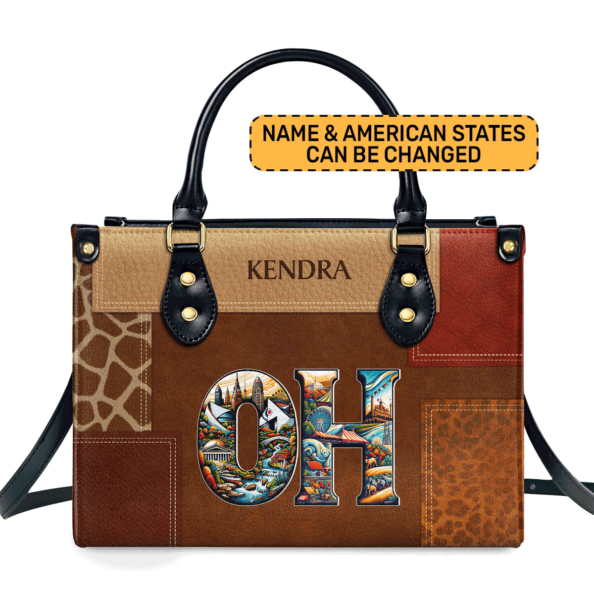 State Pride - Personalized Leather Handbag Stb160