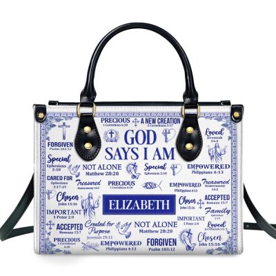 God Says I Am - Personalized Leather Handbag