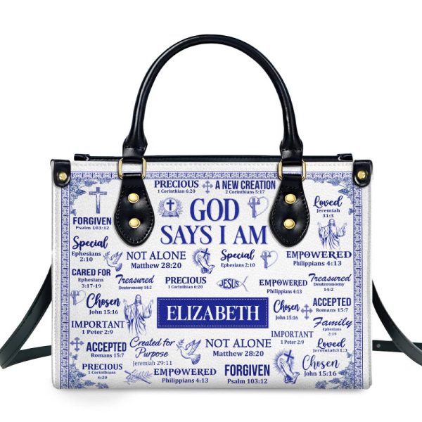 God Says I Am - Personalized Leather Handbag