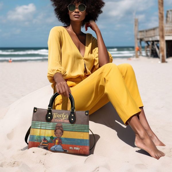 Teacher Let'S Learn Today - Personalized Leather Handbag Sblhblm1000D