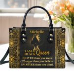 I Am A Black Queen - Personalized Leather Handbag