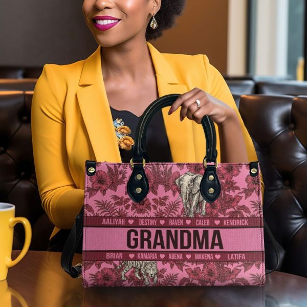 Blessed To Call Grandma - Personalized Leather Handbag
