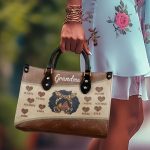 Grandma Handprint - Personalized Leather Handbag Sblhbln1417D