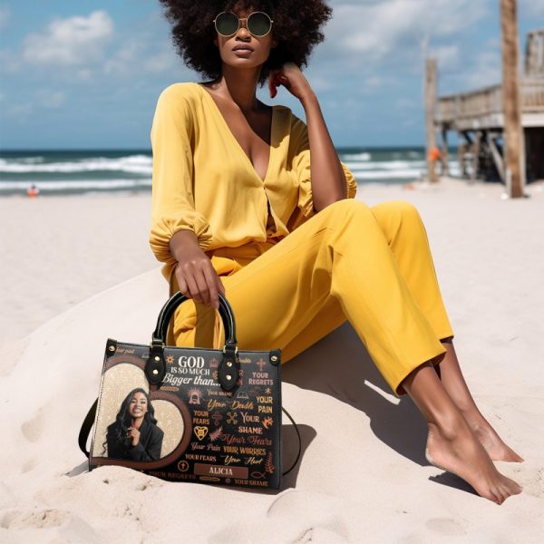God Is So Much Bigger Than - Personalized Leather Handbag