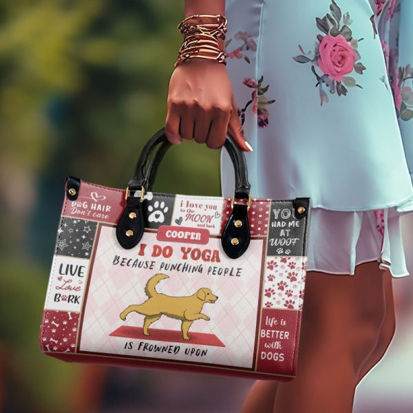 I Do Yoga - Personalized Leather Hand Bag Sblhbha31