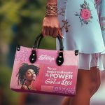 Power Of A Girl With Locs - Personalized Leather Hand Bag Stb86