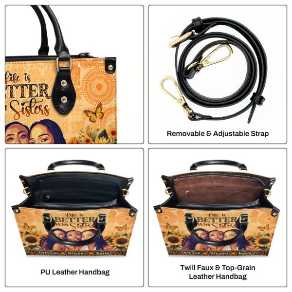 Life Is Better With Sisters - Personalized Leather Handbag